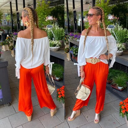 Wendy broek satijn oranje