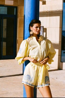 Fluresk Marlowe blouse sunbeam yellow/persian jewel