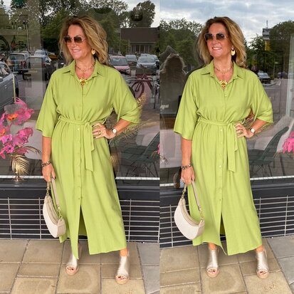 Pistache doorknoop dress