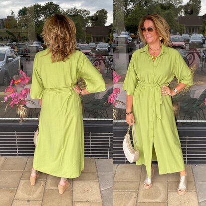 Pistache doorknoop dress