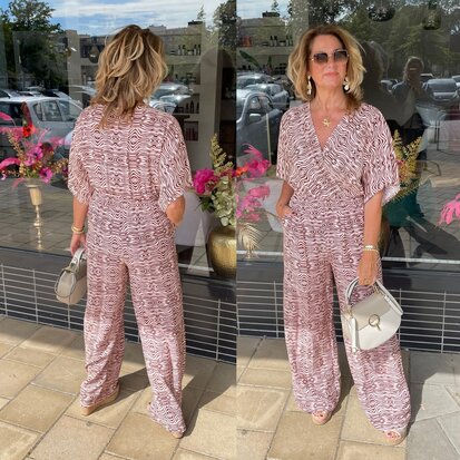 Jose jumpsuit zebra bruin/beige motief