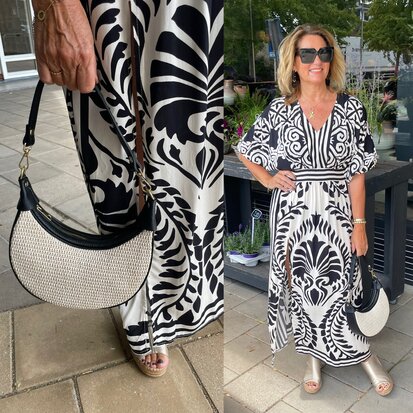 Amour jurk offwhite/zwart