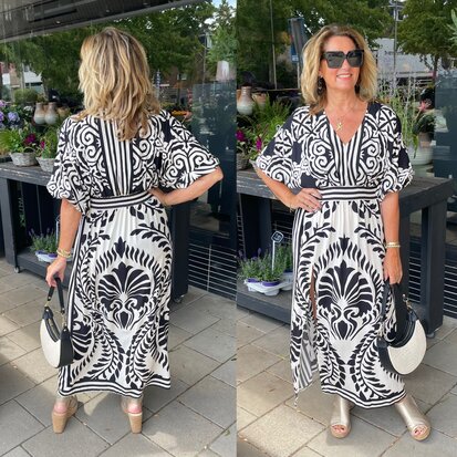 Amour jurk offwhite/zwart