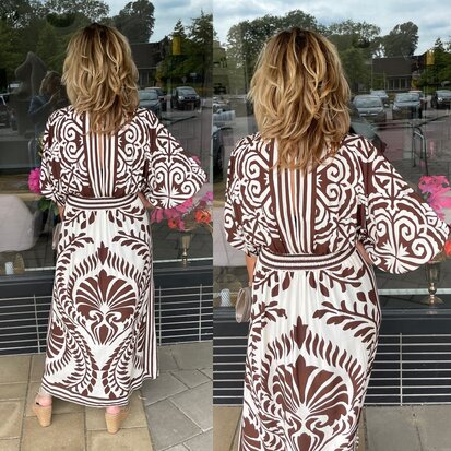 Amour jurk offwhite/bruin