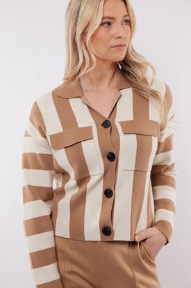 C&S Cecillia knit cardigan wool white/ light camel