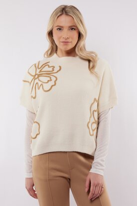 C&S Violette knit gilet wool white/ light camel