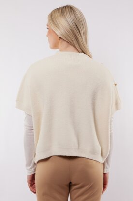 C&S Violette knit gilet wool white/ light camel