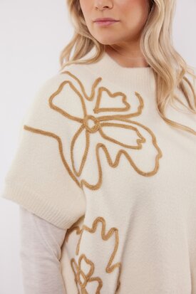 C&S Violette knit gilet wool white/ light camel