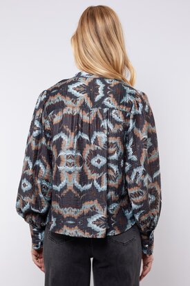 C&S Babette blouse dark grey/ light camel