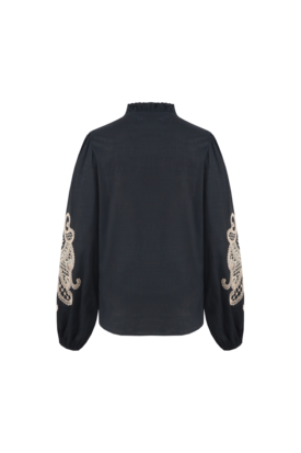 C&S Lisanne blouse Black/Light Camel