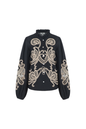 C&S Lisanne blouse Black/Light Camel