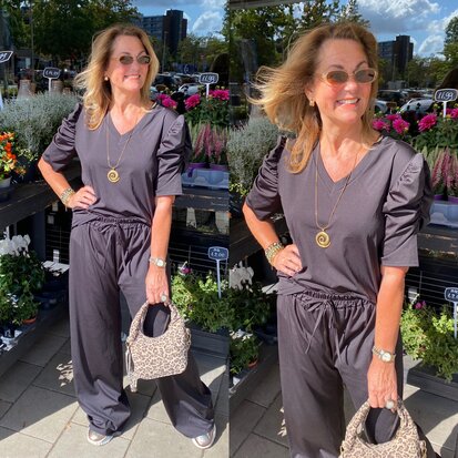 Christina tweedelige travelstof set zwart
