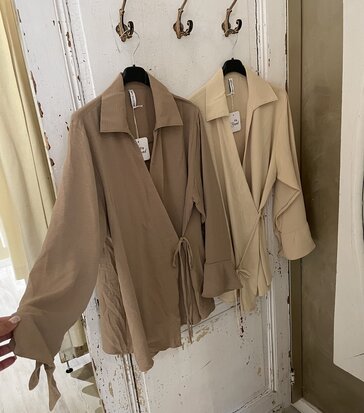 Annelies strik blouse taupe