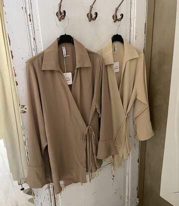 Annelies strik blouse taupe