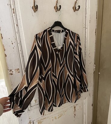 Berna print top bruin