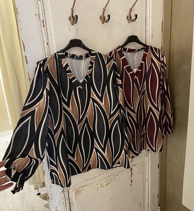 Berna print top zwart