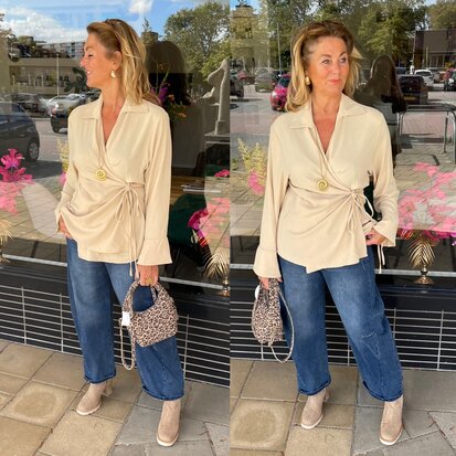 Annelies strik blouse beige