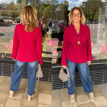 Annelies strik blouse bordeaux