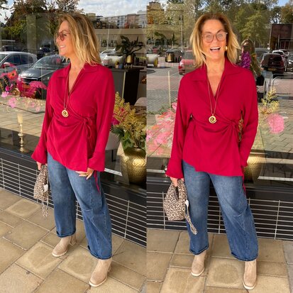 Annelies strik blouse bordeaux