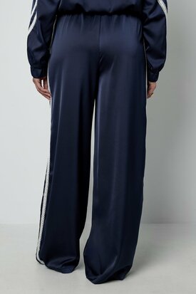 Satin Look Sporty Pants navy blue