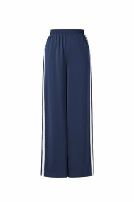 Satin Look Sporty Pants navy blue