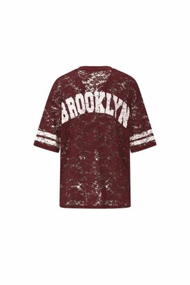V-Neck Lace American T-shirt Bordeaux