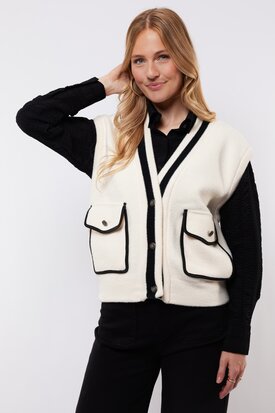 C&S Vesta gilet Wool White/Black