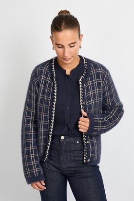 C&S Celeste knit cardigan Midnight Blue/Sand