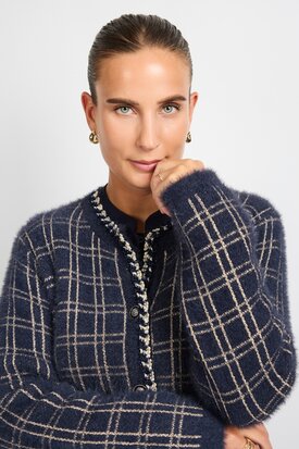 C&S Celeste knit cardigan Midnight Blue/Sand