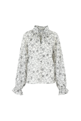 C&S Lies blouse Wool White/Black