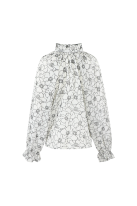 C&S Lies blouse Wool White/Black