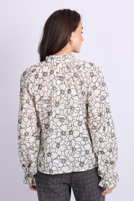 C&S Lies blouse Wool White/Black