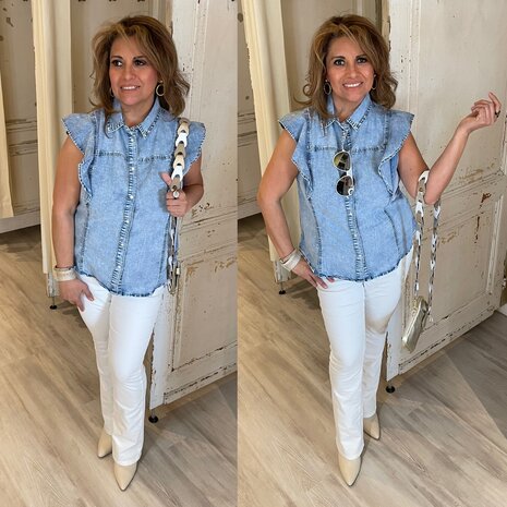 Jennifer denim blouse - roesel mouw 