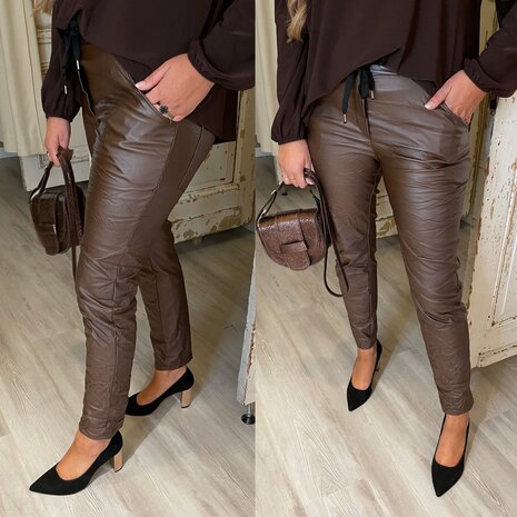Lorena coating joggingbroek - BRUIN