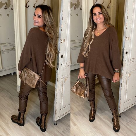 Lorena coating joggingbroek - BRUIN