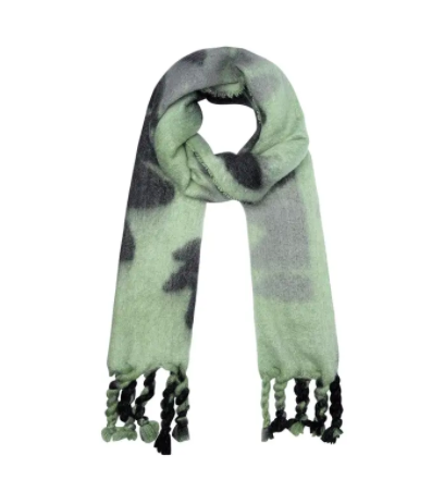 Wintersjaal bloemen en bladeren Groen Polyester