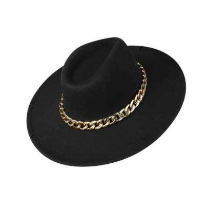 Fedora hoed met ketting Zwart Polyester