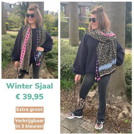 Wintersjaal LEOPARD blauw