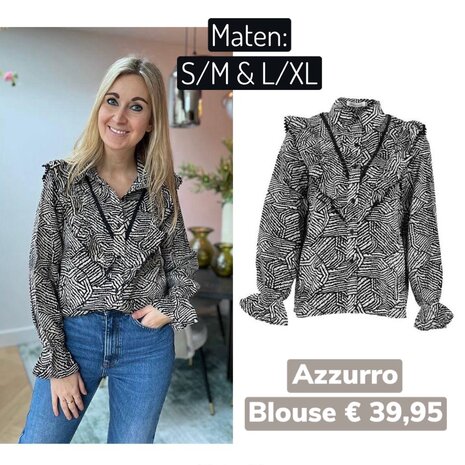 Azzurro blouse - 0.1 zwart print