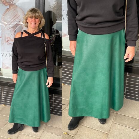 Azzurro leather look rok - flessen groen