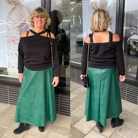 Azzurro leather look rok - flessen groen