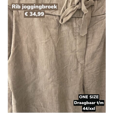 Lara SUEDE/RIB BASIC JOGGINGBROEK beige