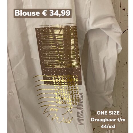 Madika blouse - offwhite met goud opdruk