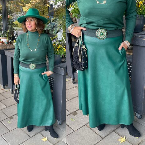 Azzurro leather look rok - flessen groen