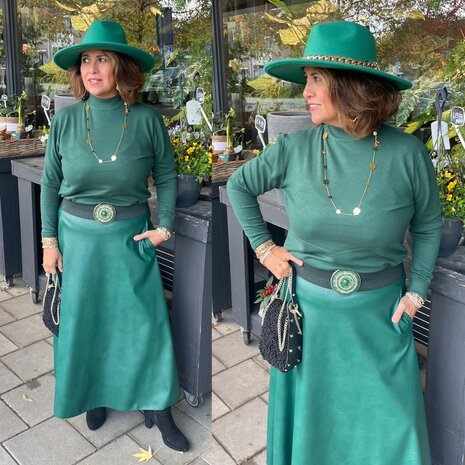 Azzurro leather look rok - flessen groen