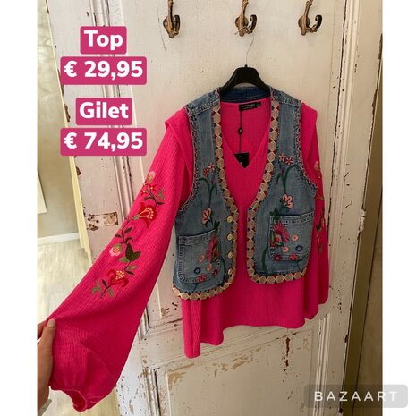 Nienke blouse met borduursels - roze