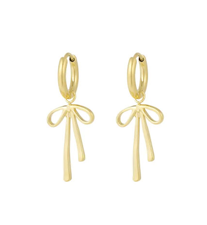Oorbellen hangende strik - goud