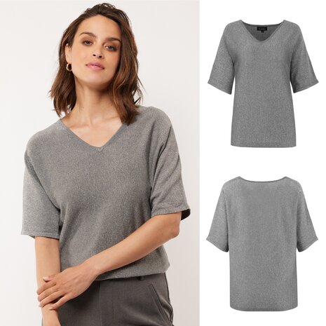 55. G Maxx Edlin fijngebreide top gray melange