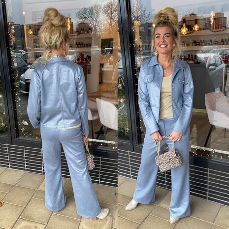 Suede glans jacket blauw