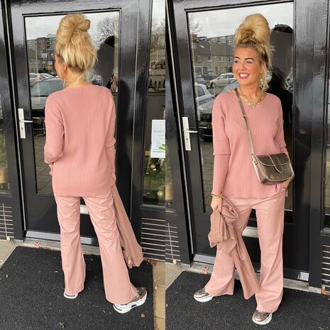 Sam rib sweater oud roze